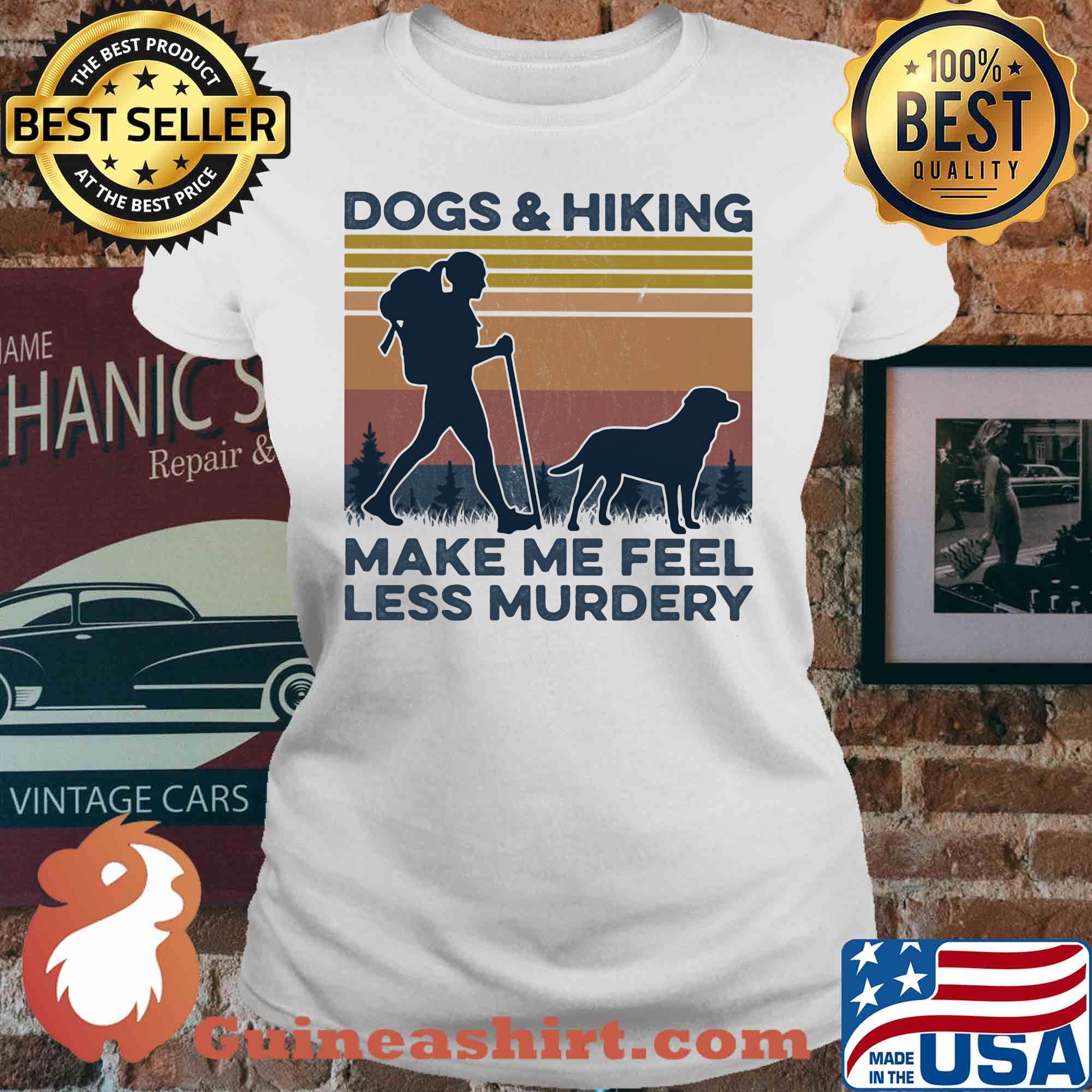 Dogs and hiking make me feel less murdery vintage V-neck