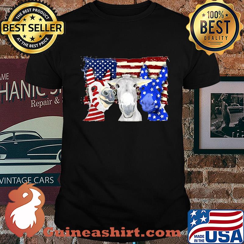 Donkey 2 flag US American flag Independence Day veteran shirt