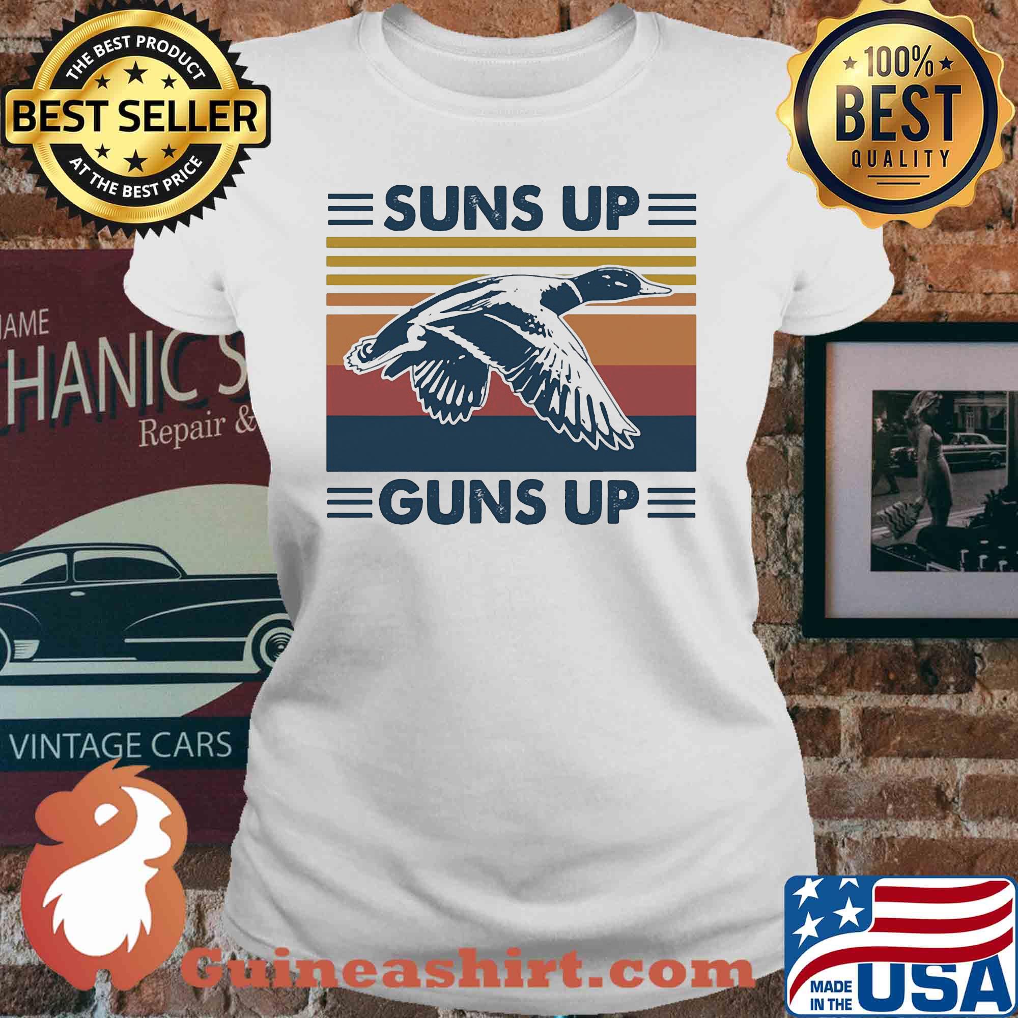 Duck suns up guns up vintage s V-neck