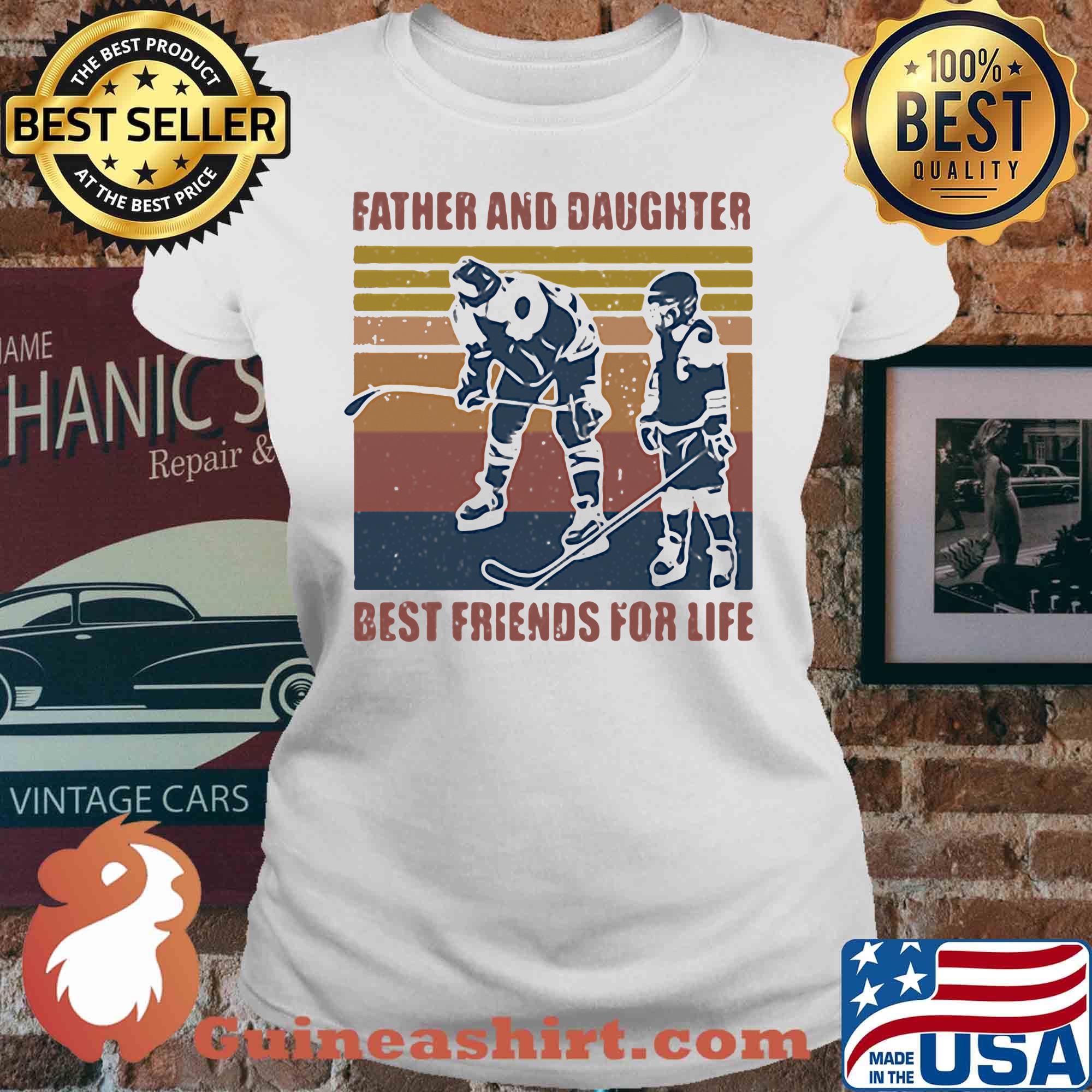 Father and daughter best friends for life hockey vintage s V-neck