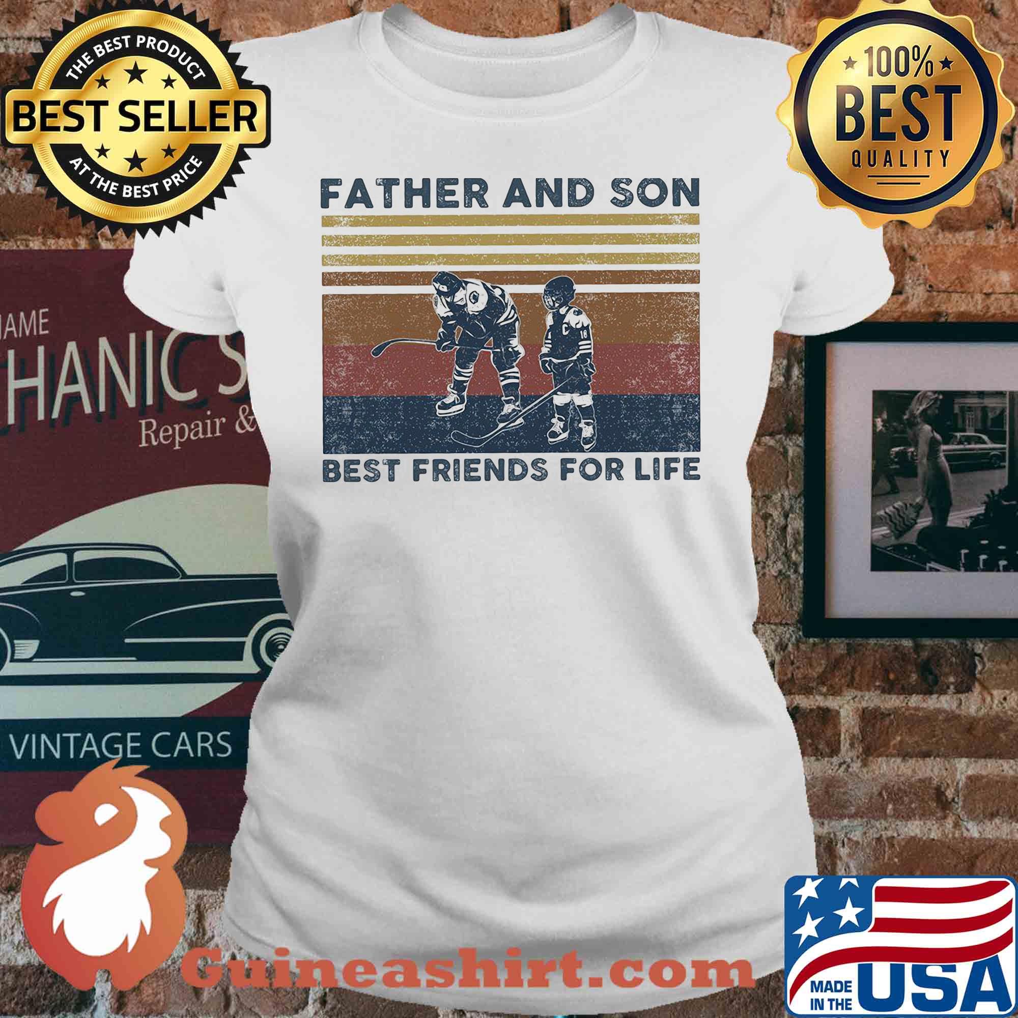 Father and son best friends for life Hockey vintage s V-neck