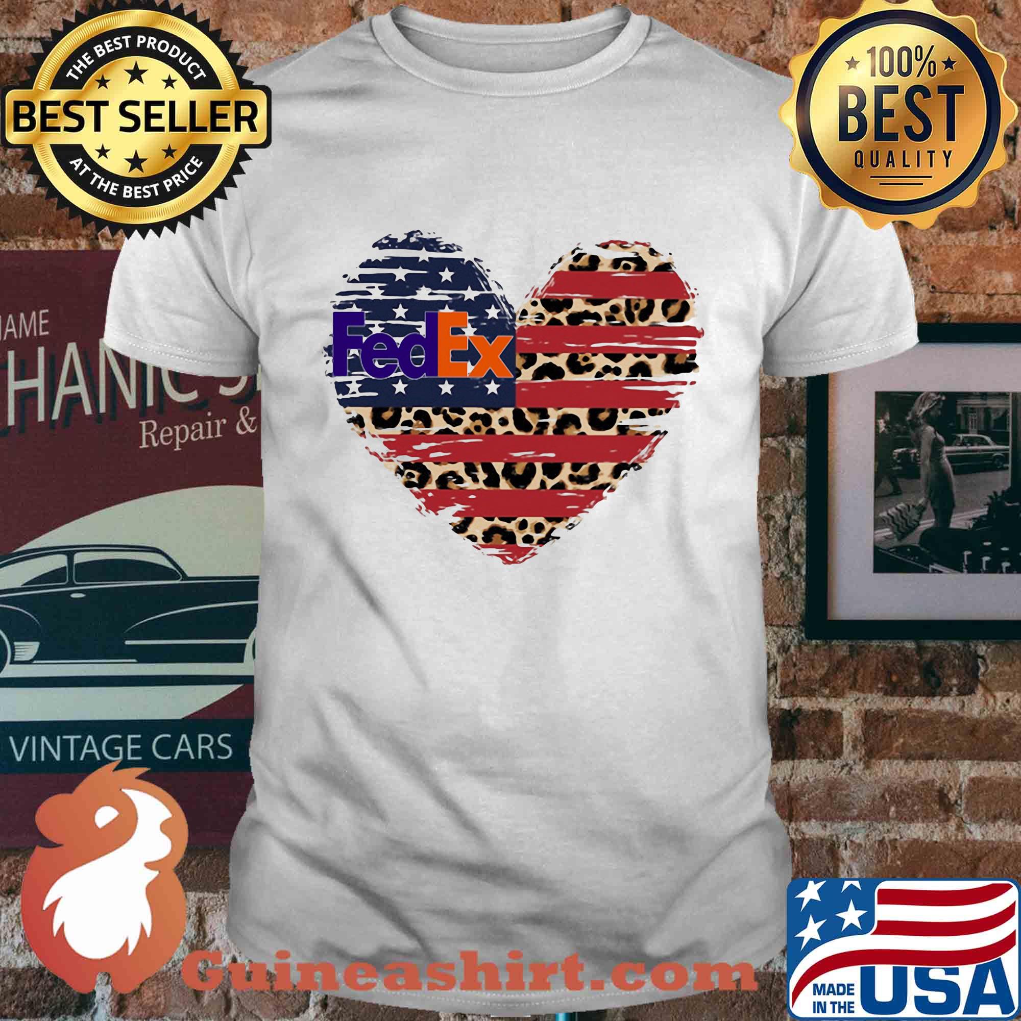 FedEx heart American flag veteran Independence Day shirt