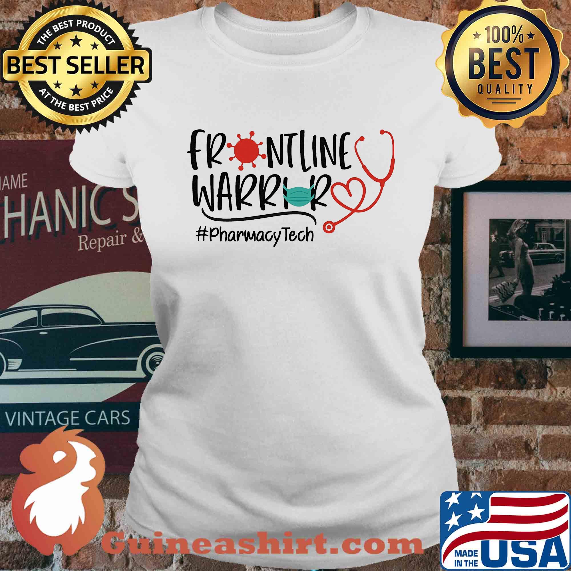 Frontline warrior pharmacy tech nurse mask stethoscope covid-19 s Ladies tee