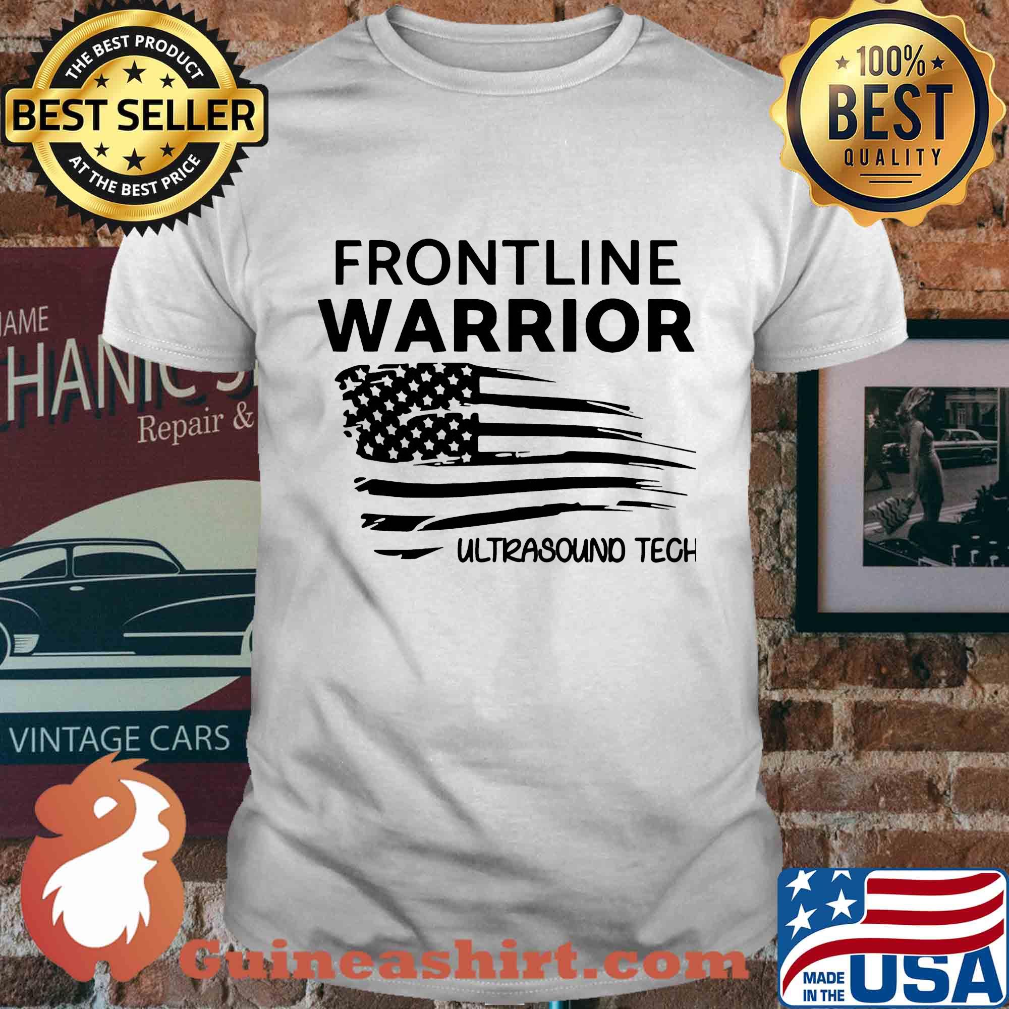 Frontline warrior ultrasound tech american flag independence day shirt