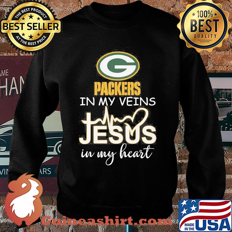 Green Bay Packers in my veins Jesus in my heart s Sweater