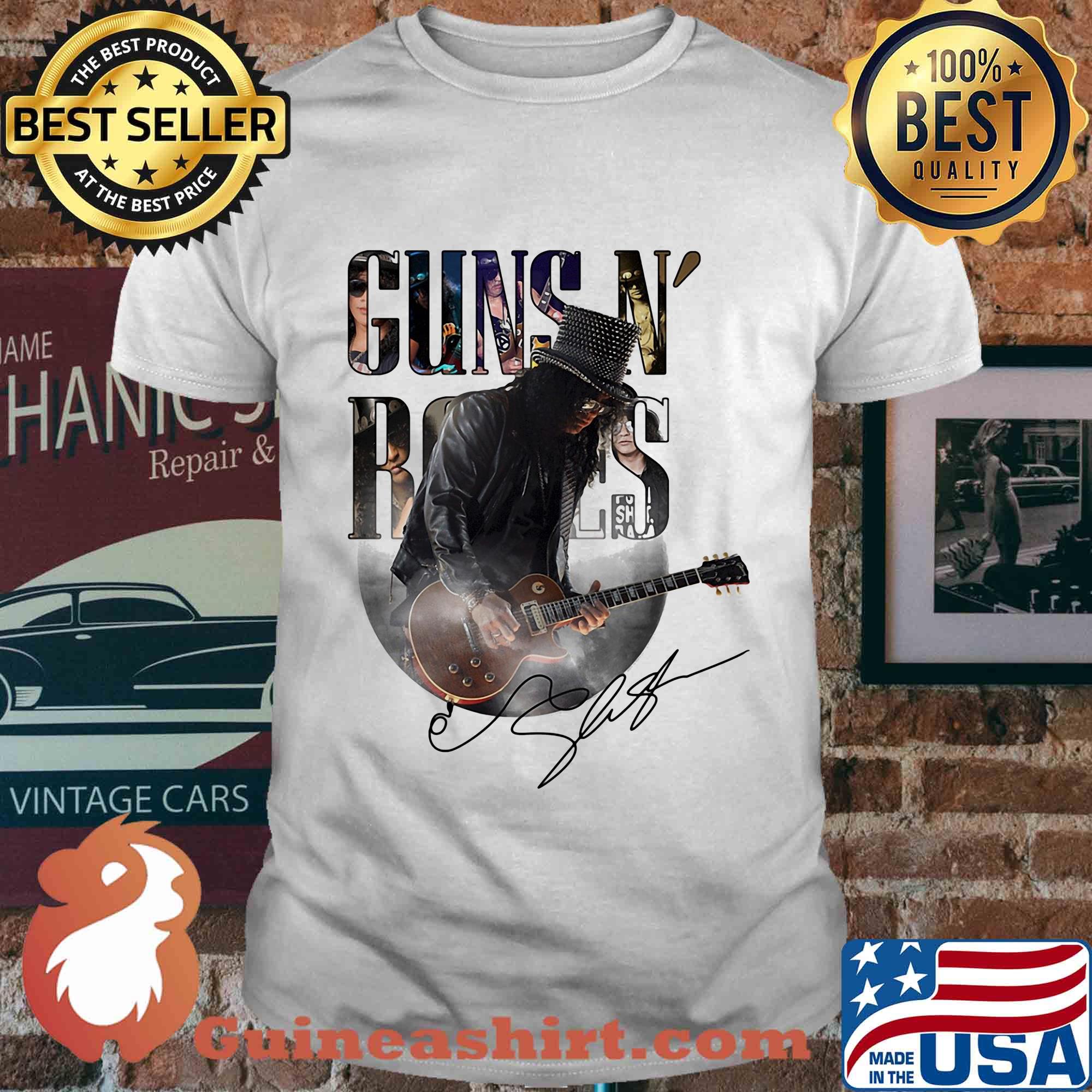 Guns N’ roses playing guitar signature shirt