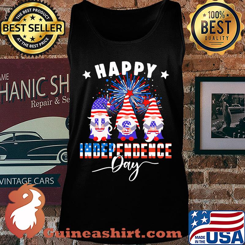 Happy Gnome American flag veteran Independence Day s Tank top