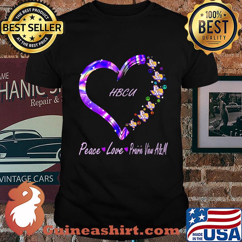 HBCU peace love Prairie View A & M heart shirt