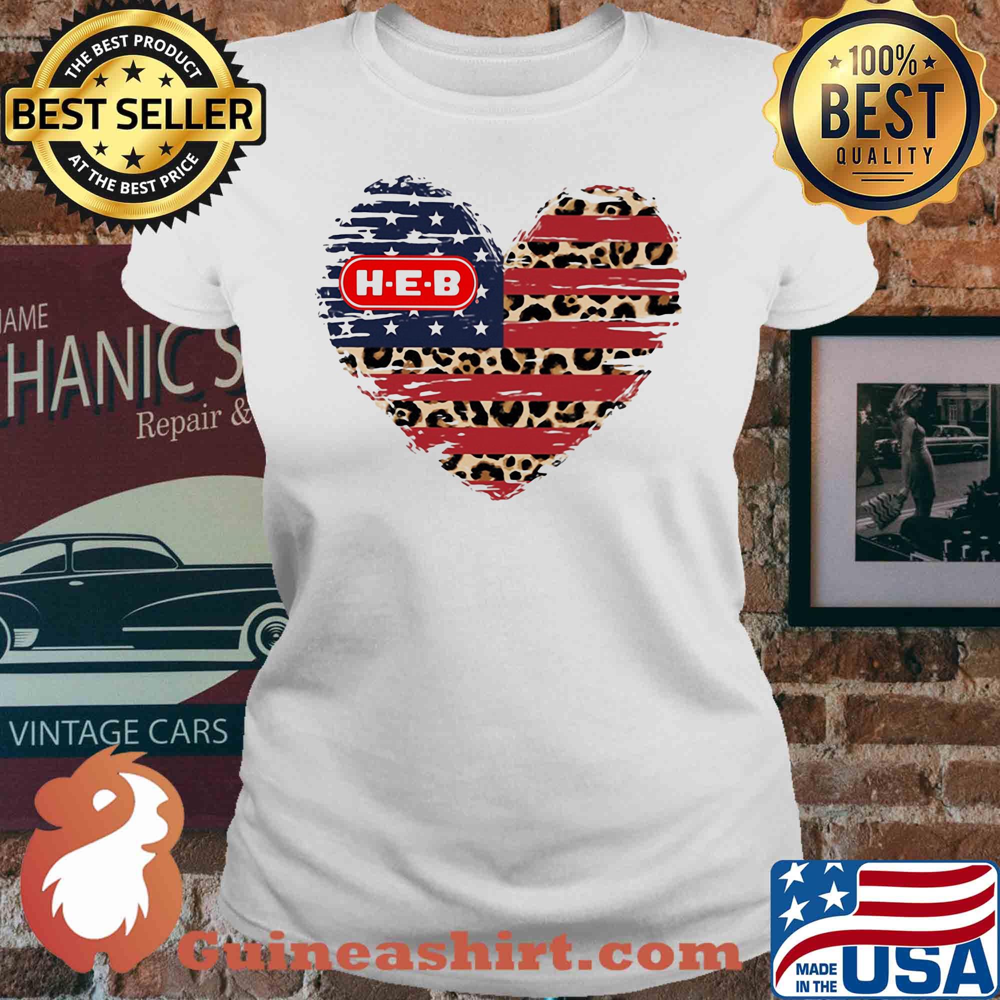 HEB American flag veteran Independence Day heart s V-neck