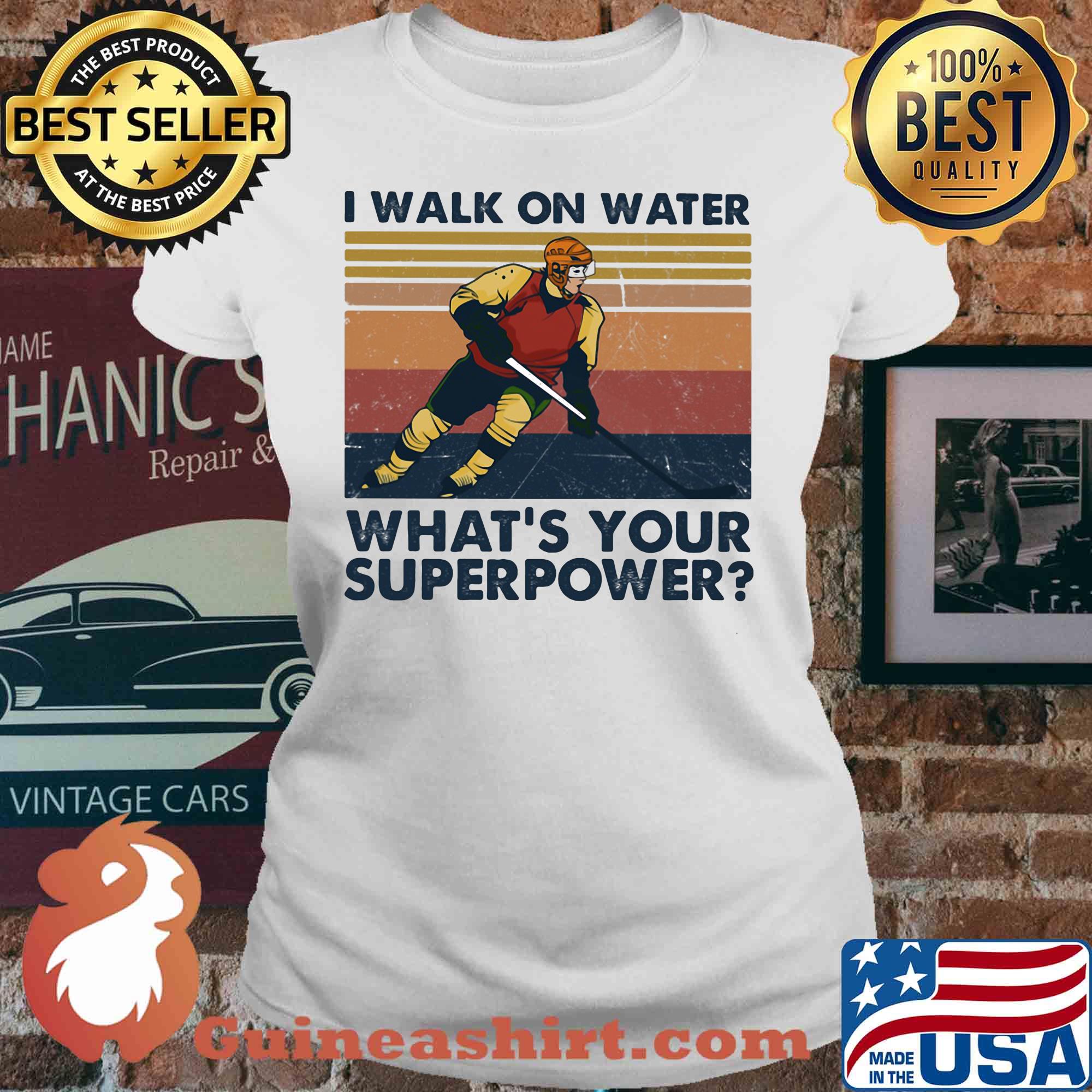 Hockey I walk on water what’s your superpower vintage s V-neck