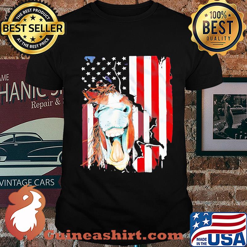 Horse American flag veteran Independence Day shirt