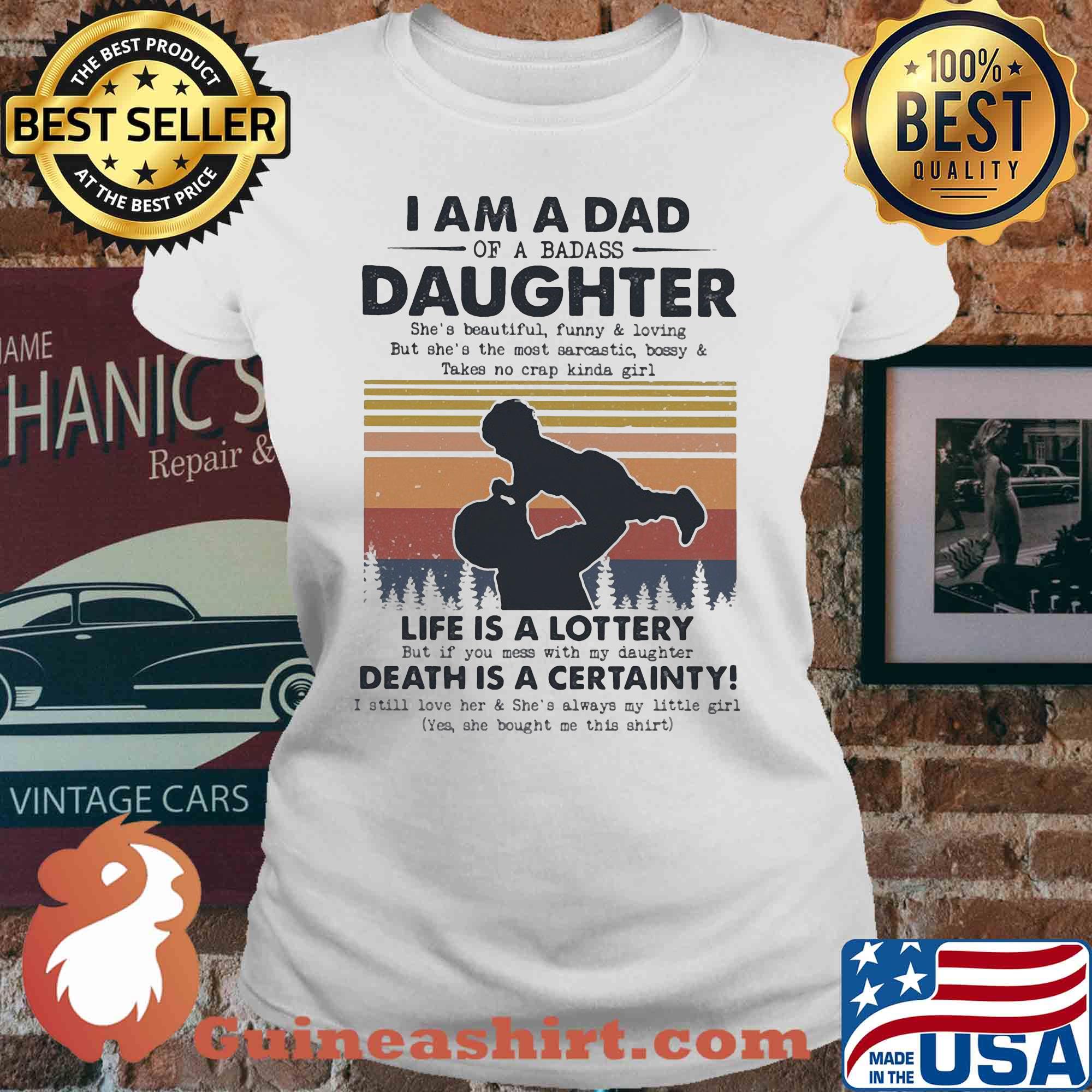 I am a dad daughter life is a lottery death is a certainty vintage s V-neck