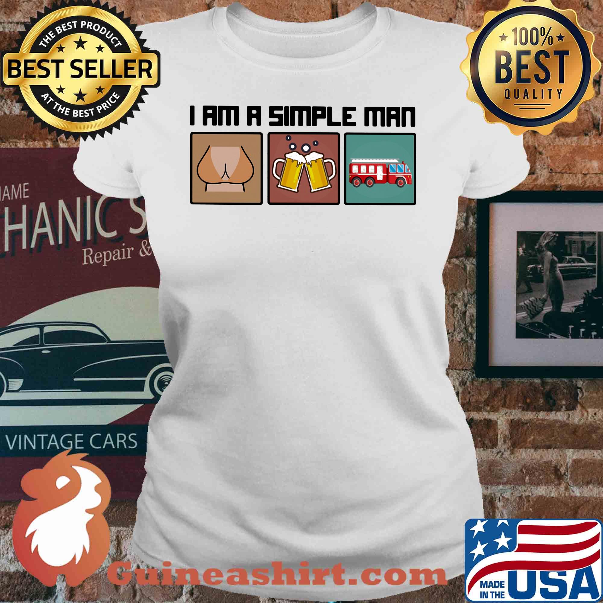 I am a simple man like woman beer firefighter s V-neck