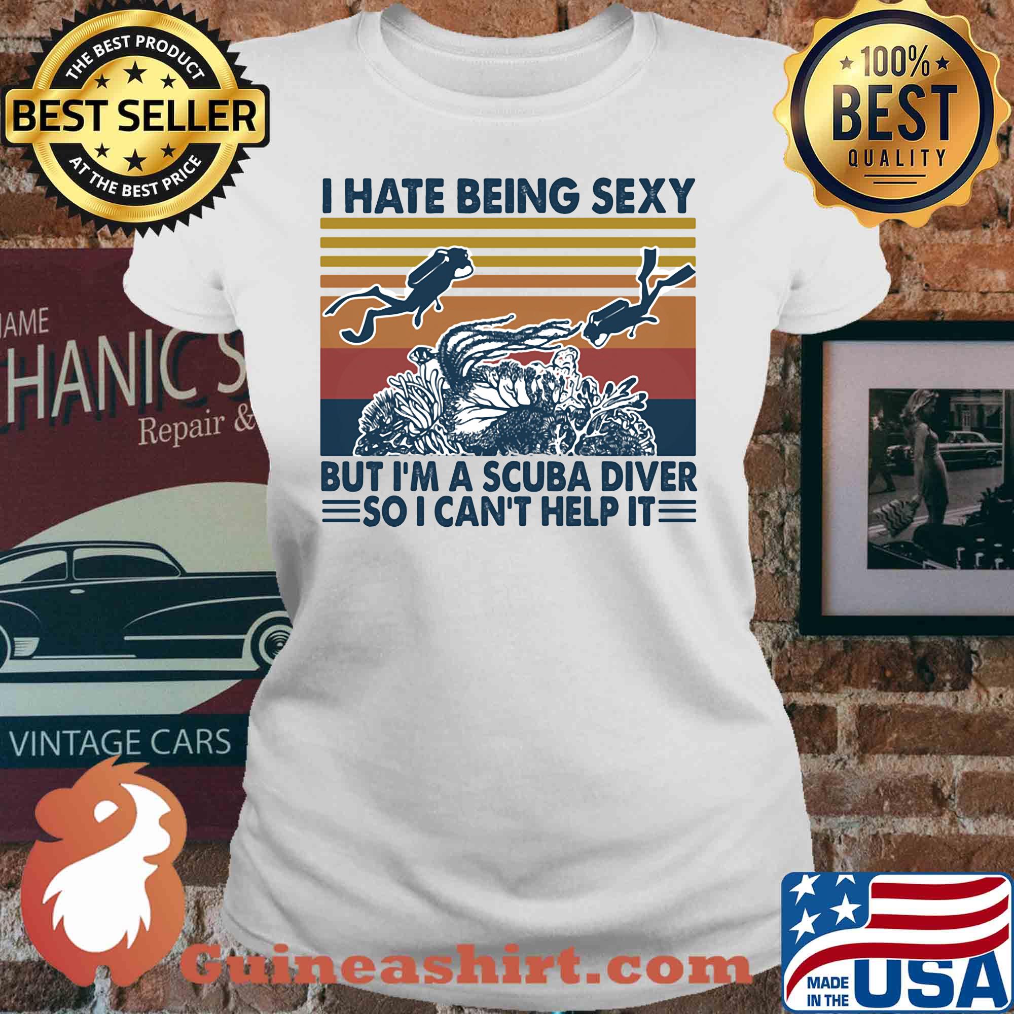 I hate being sexy but I'm a scuba diver so I can't help it vintage s V-neck