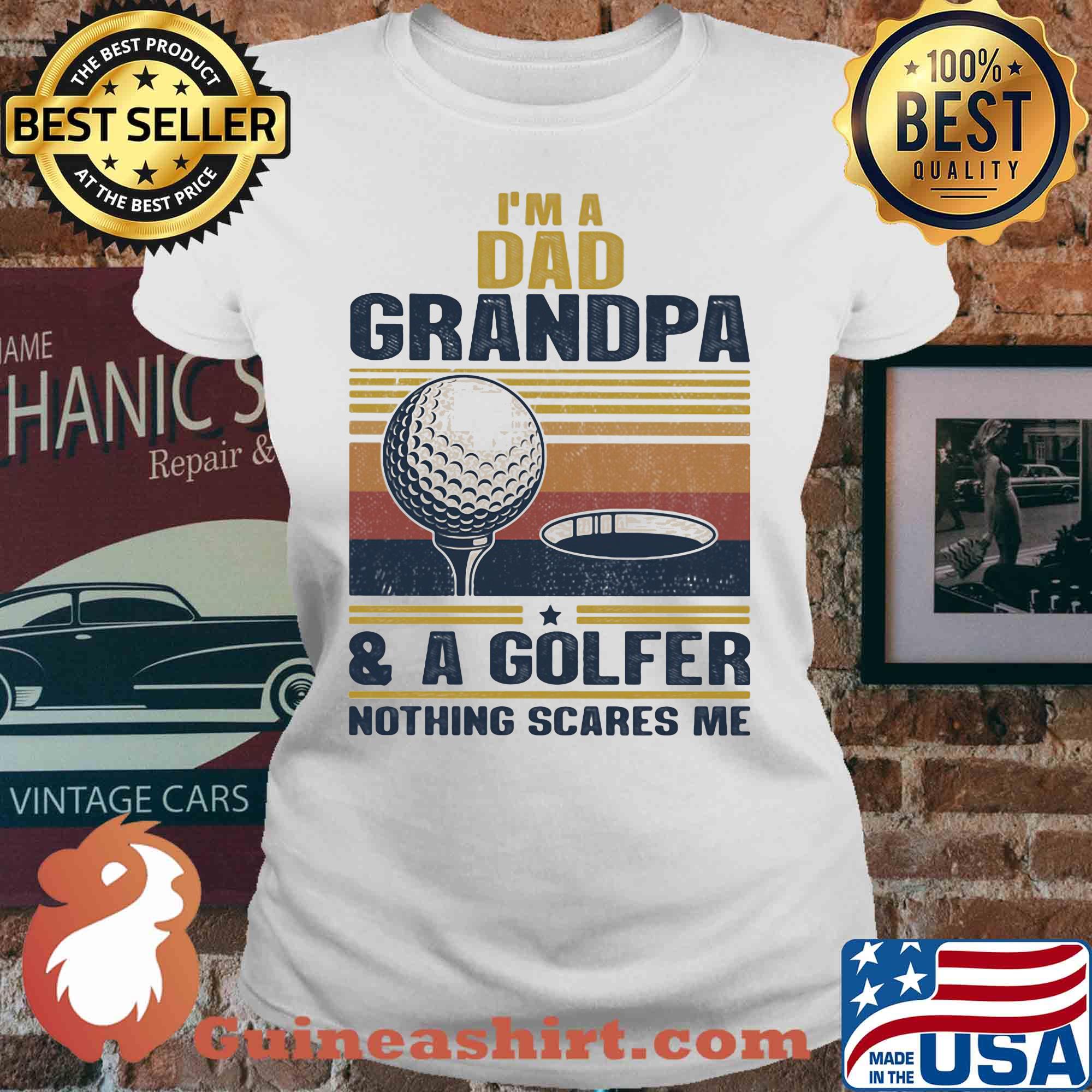 I'm a dad grandpa and a golfer nothing scares me vintage s V-neck