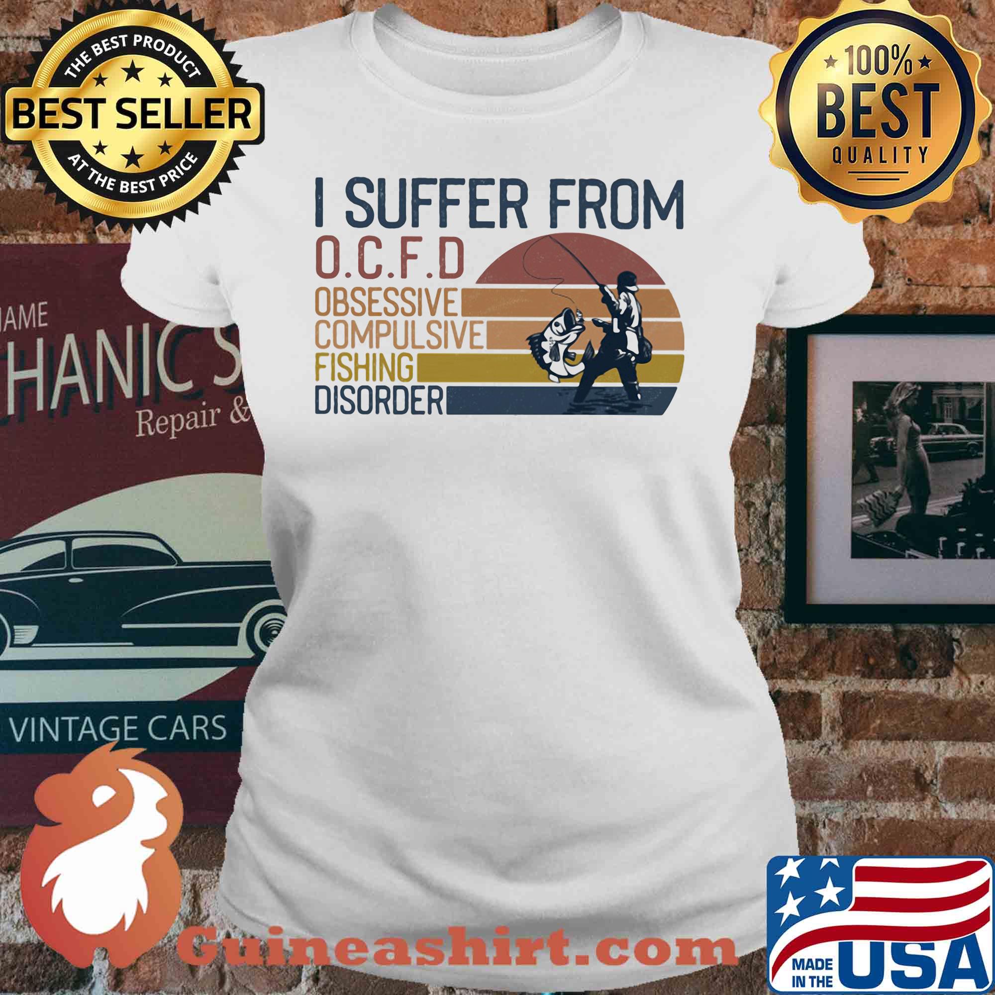 I suffer from OCFD obsessive Compulsive Fishing Disorder vintage s V-neck