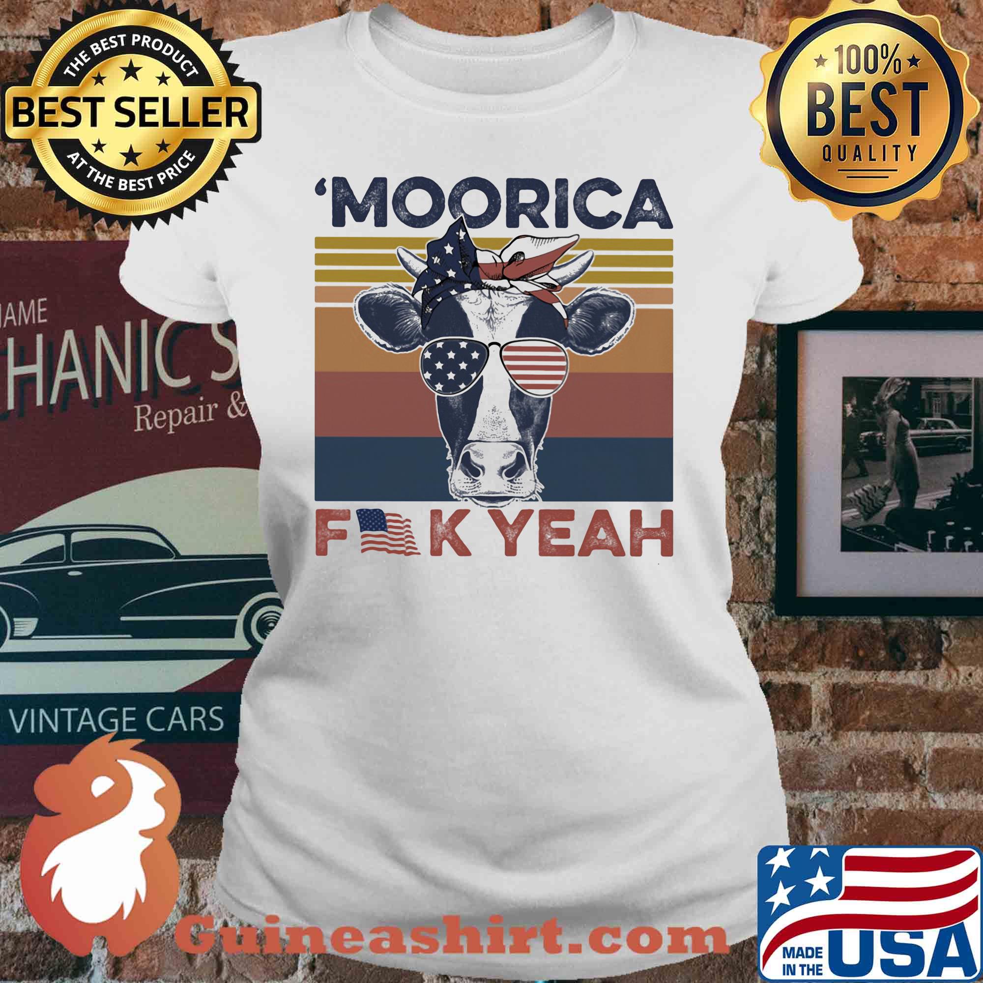 Independence Day cow glasses moorica fuck yeah vintage s V-neck