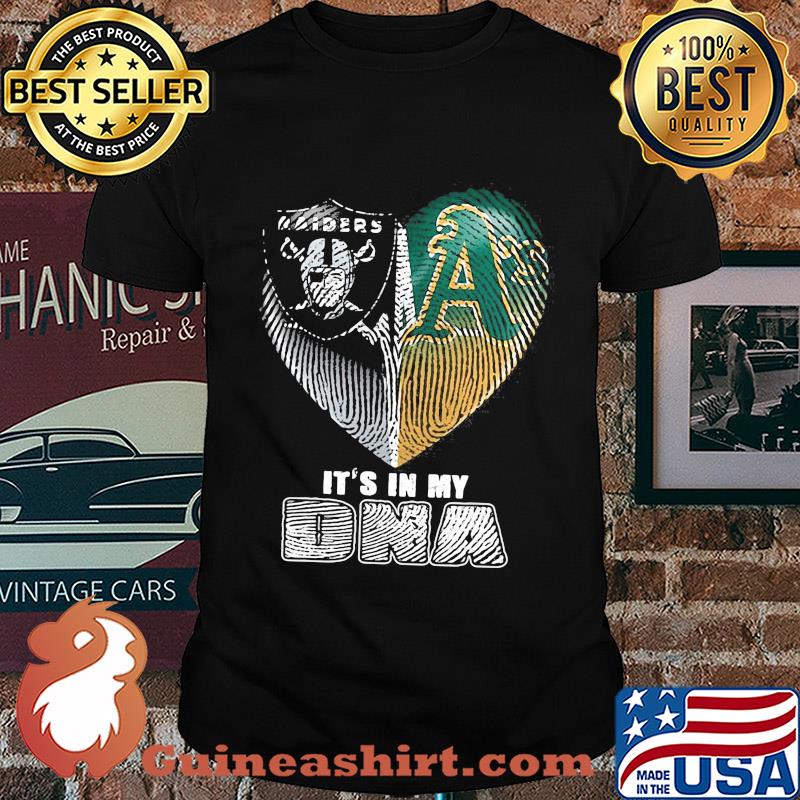 It's in my dna oakland raiders and oakland athletics heart heartbeat shirt
