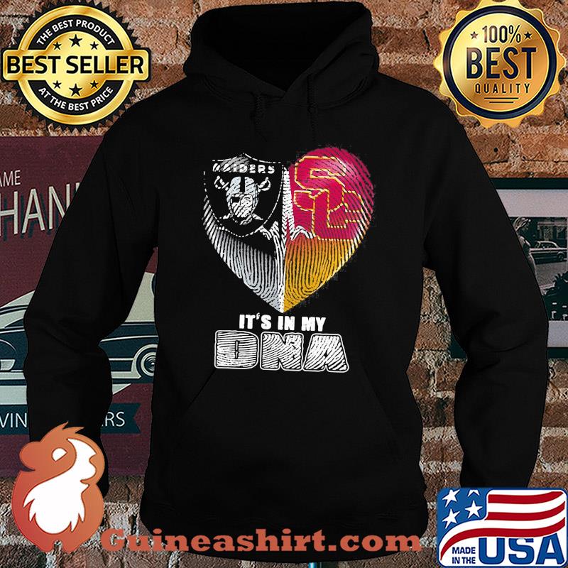 It's in my dna oakland raiders and southern california trojans heartbeat s Hoodie