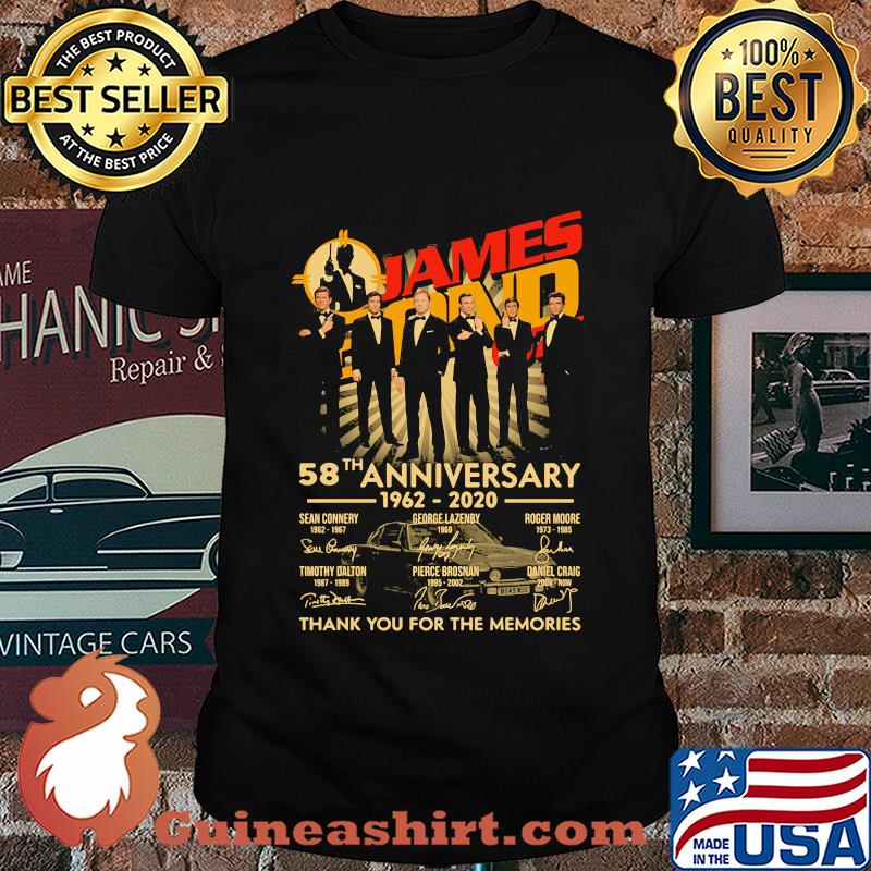 James bond 007 58th anniversary 1962 2020 thank you for the memories signatures shirt