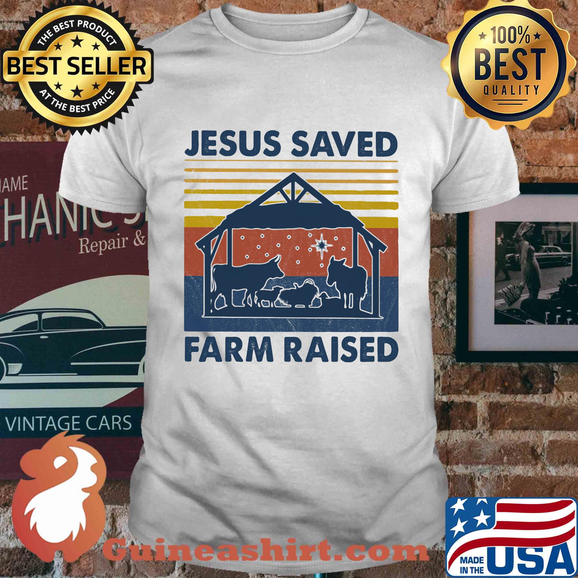 Jesus served farm raised cow vintage shirt