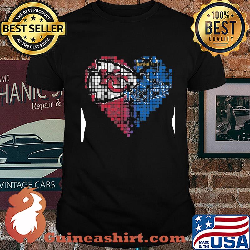 Kansas city chiefs and kansas city royals heart puzzle shirt