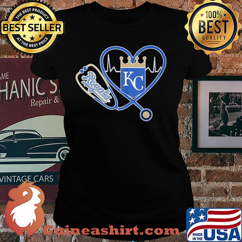 Kansas city royals baseball stethoscope heart s Ladies tee