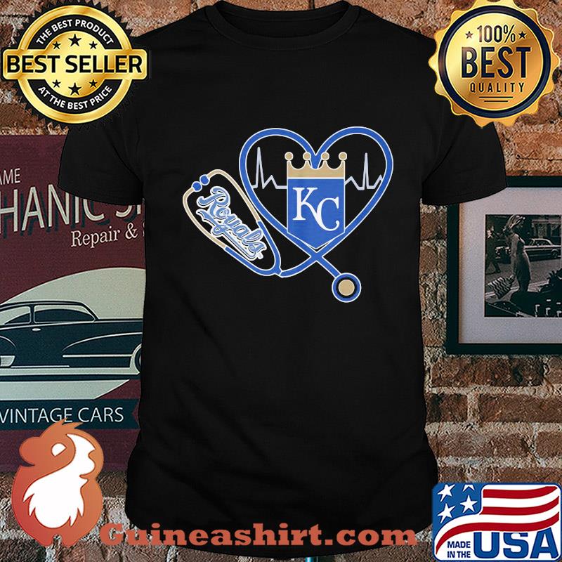 Kansas city royals baseball stethoscope heart shirt
