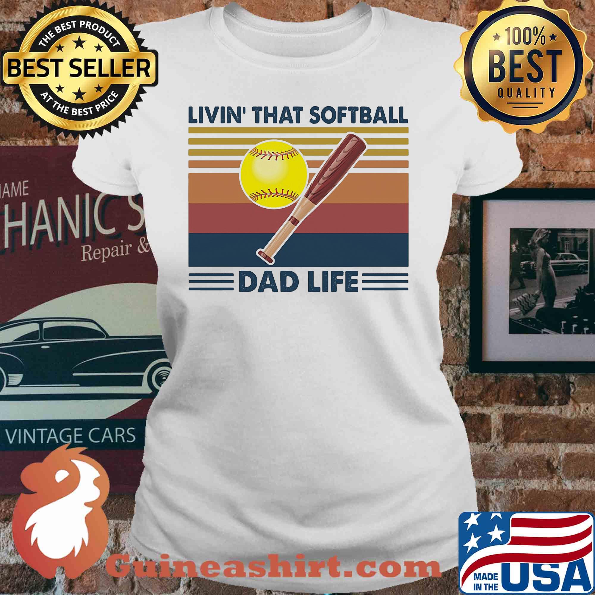 Livin that softball dad life vintage s V-neck