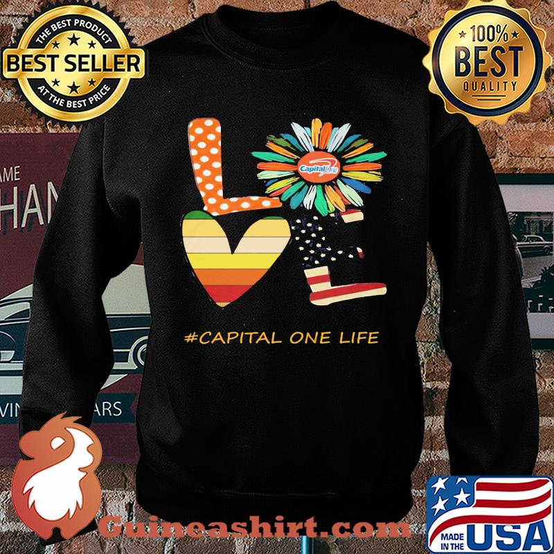 Love capital one life flower american flag vintage s Sweater