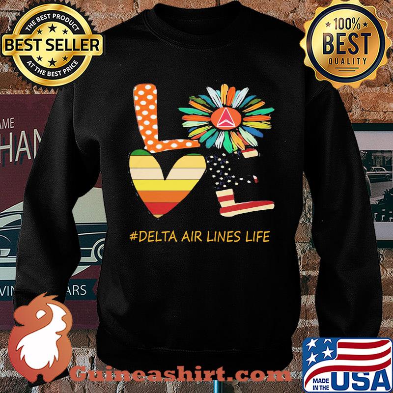 Love delta air lines life flower american flag vintage s Sweater