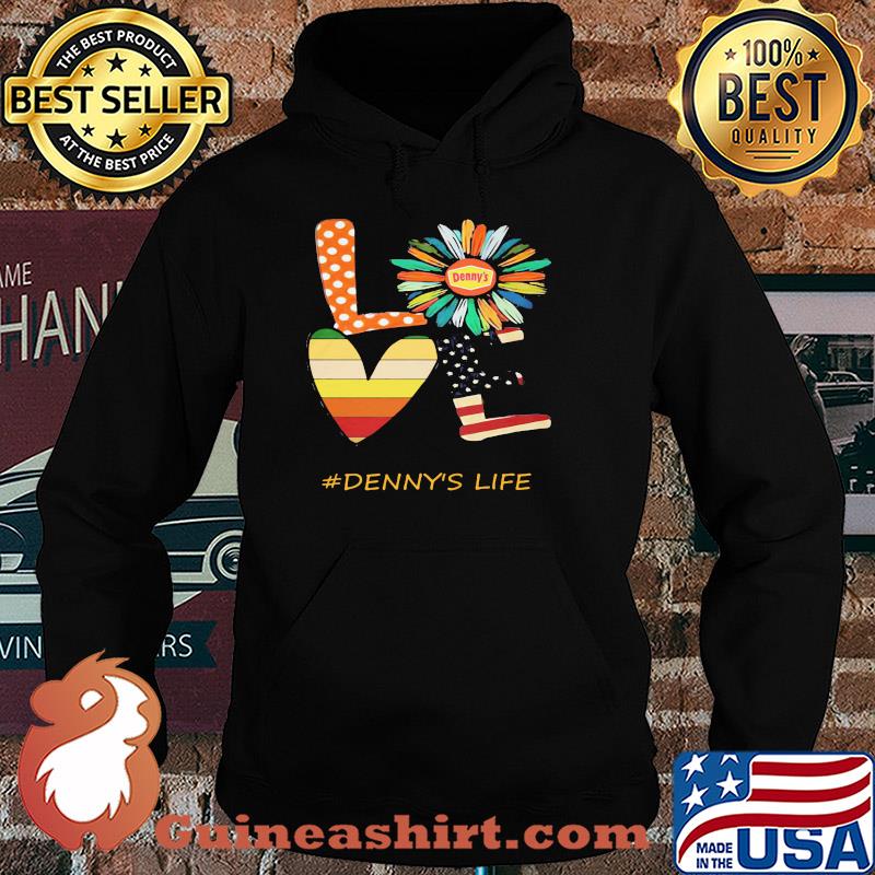 Love denny's life flower american flag vintage s Hoodie