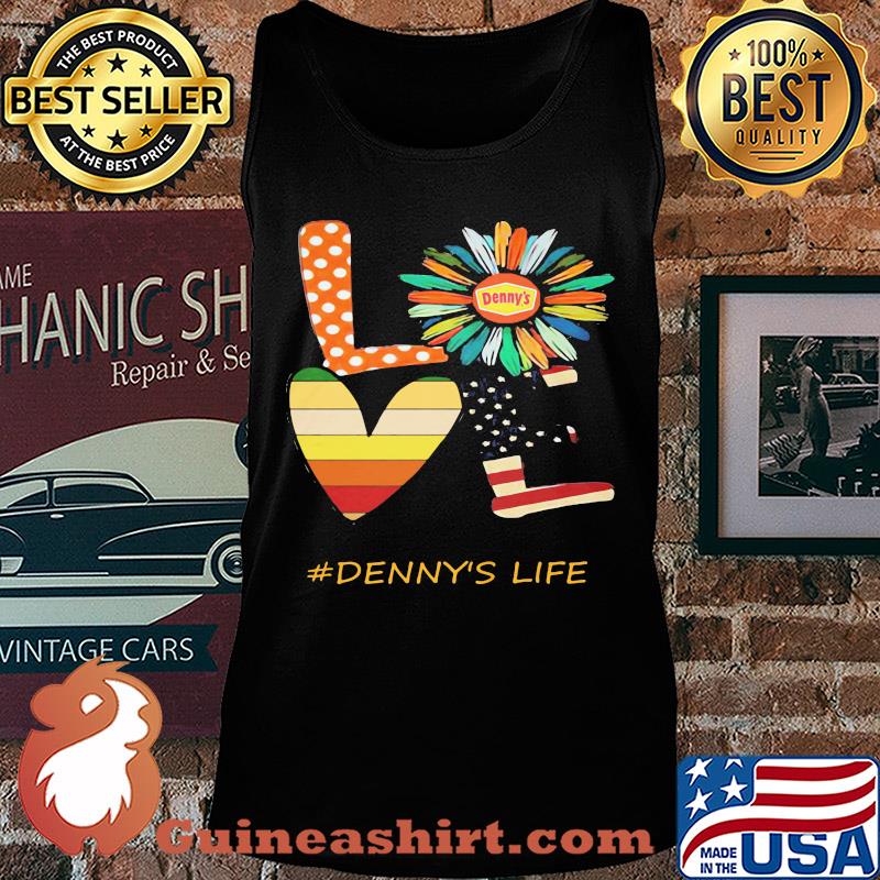 Love denny's life flower american flag vintage s Tank top
