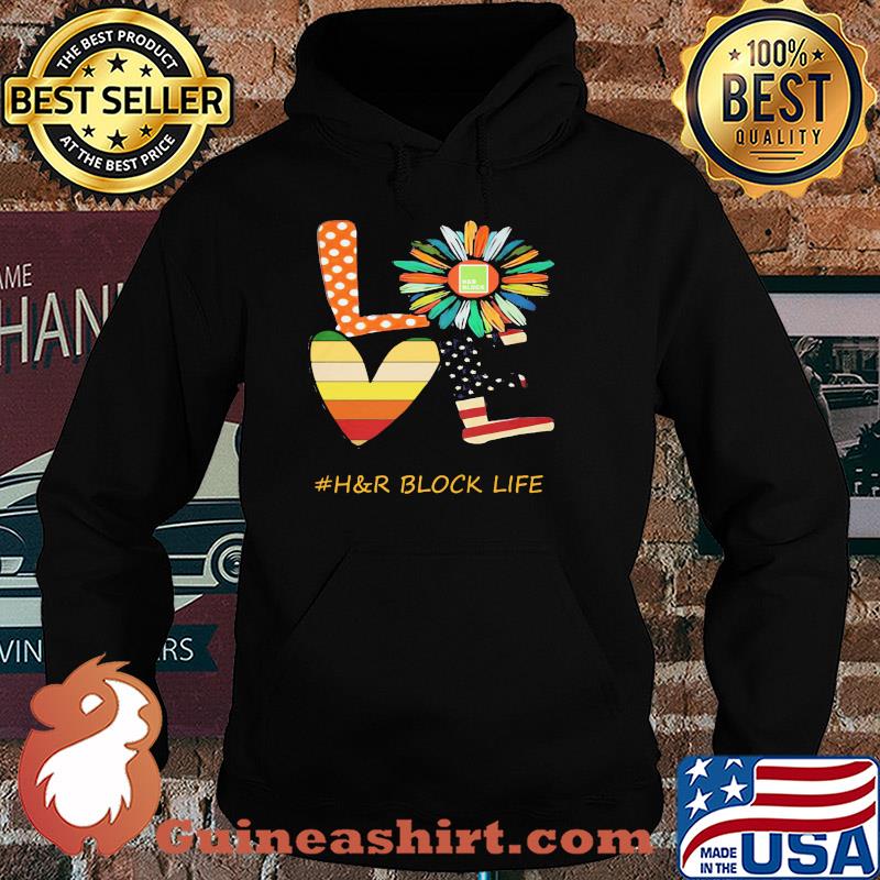Love h&r block life flower american flag vintage s Hoodie