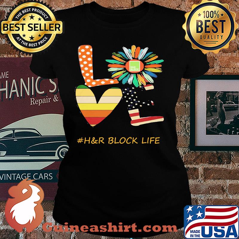 Love h&r block life flower american flag vintage s Ladies tee