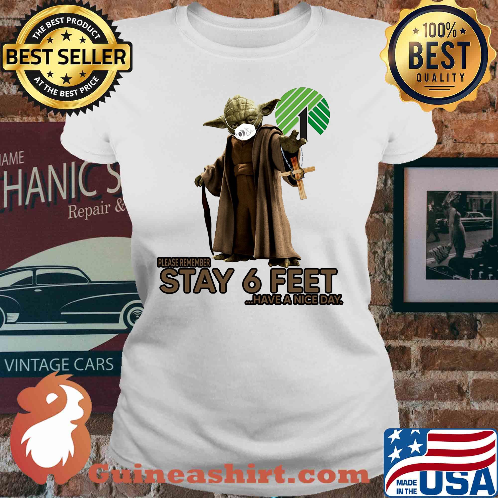 Master yoda mask dollar tree please remember stay 6 feet have a nice day jesus s V-neck