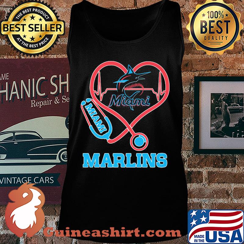 Miami marlins baseball stethoscope heart s Tank top