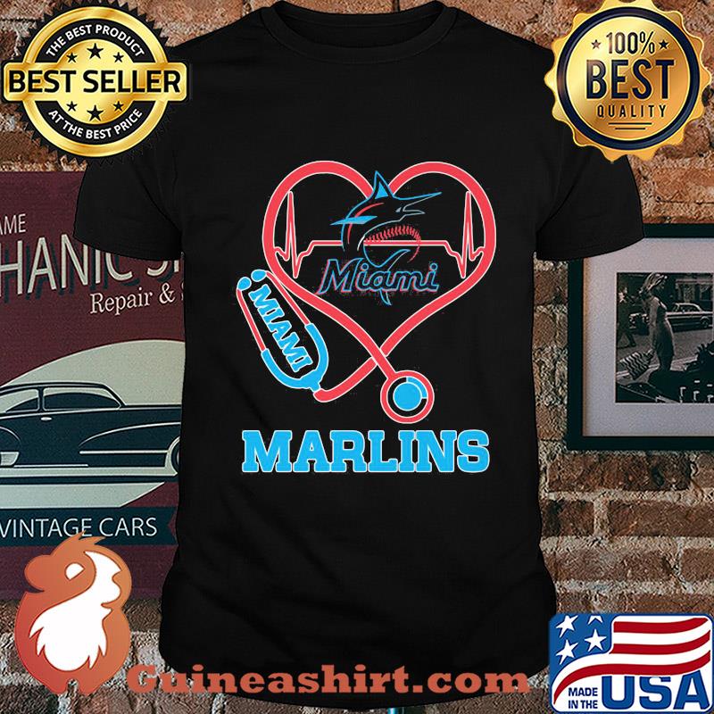 Miami marlins baseball stethoscope heart shirt
