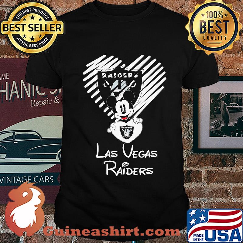 Mickey mouse hug heart las vegas raiders logo shirt