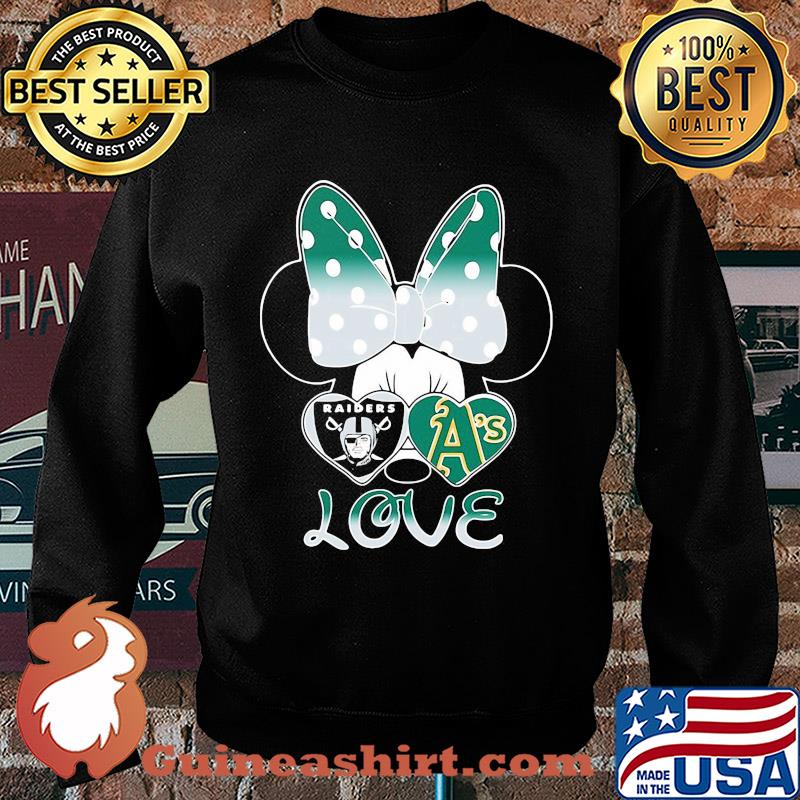 Minnie mouse oakland raiders and oakland athletics love heart s Sweater