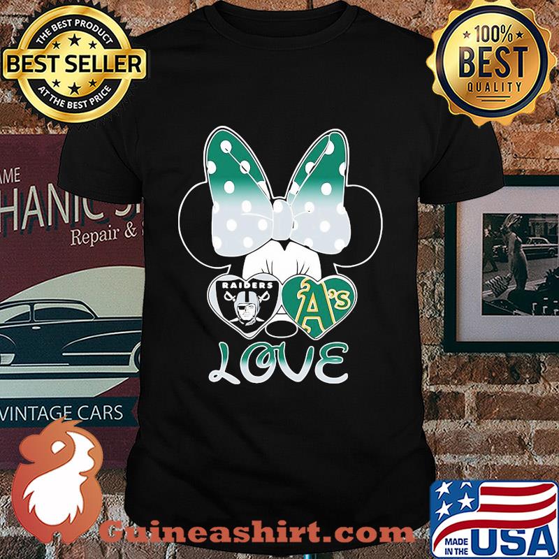 Minnie mouse oakland raiders and oakland athletics love heart shirt