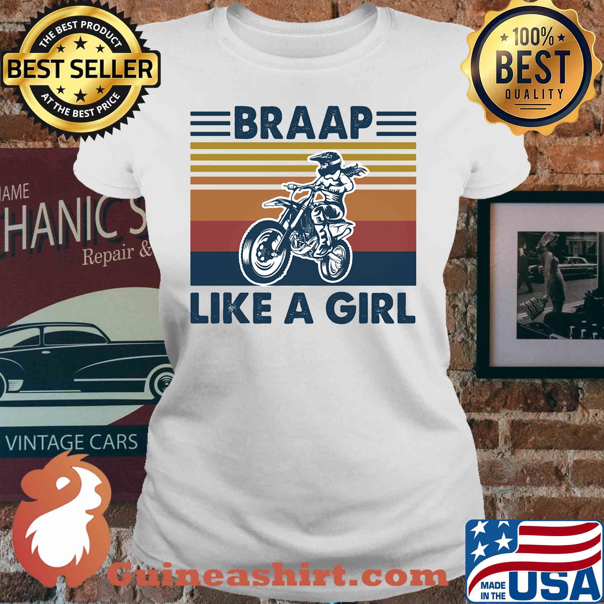 Motocross braap like a girl vintage s V-neck