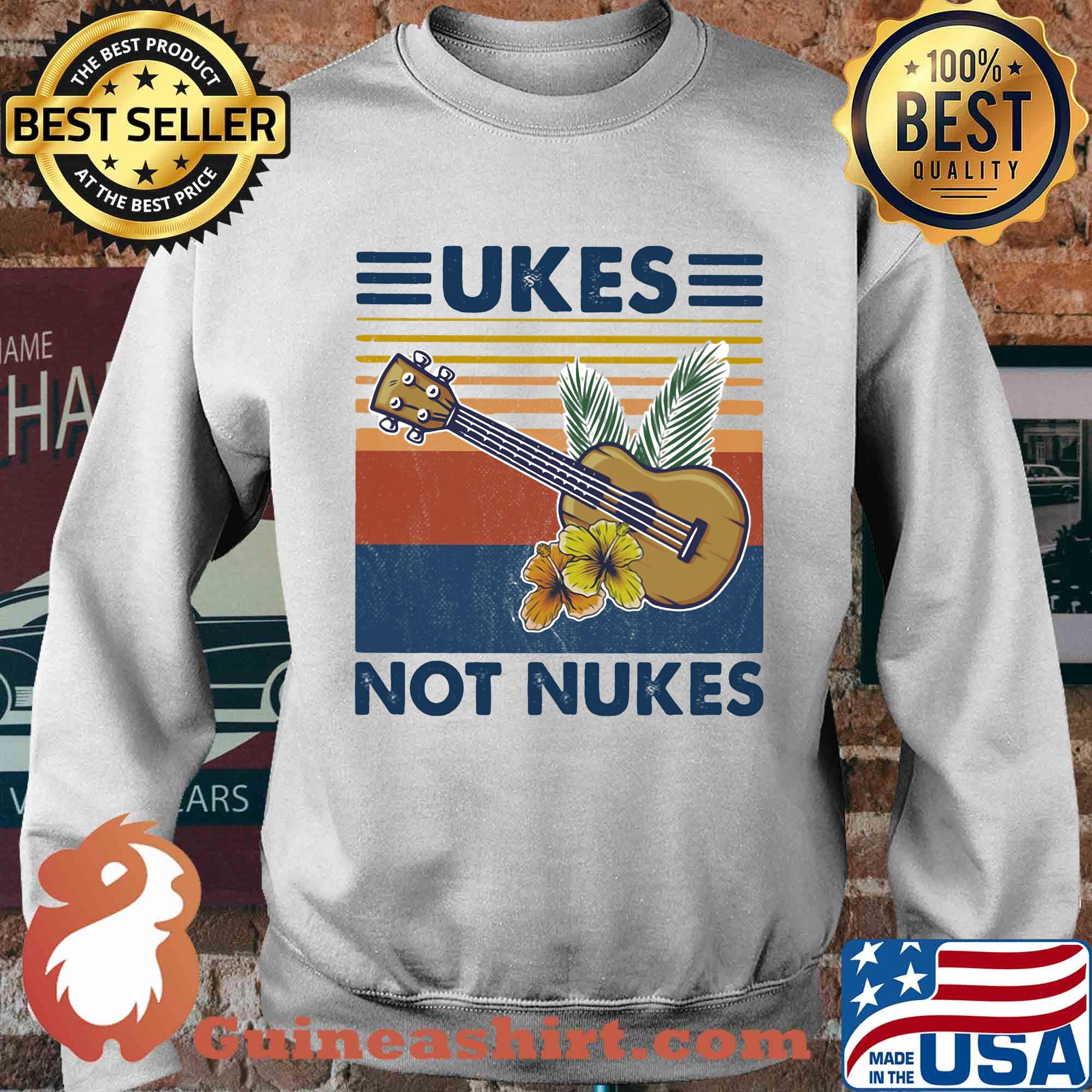 Music ukes not nukes flowers vintage s Sweater