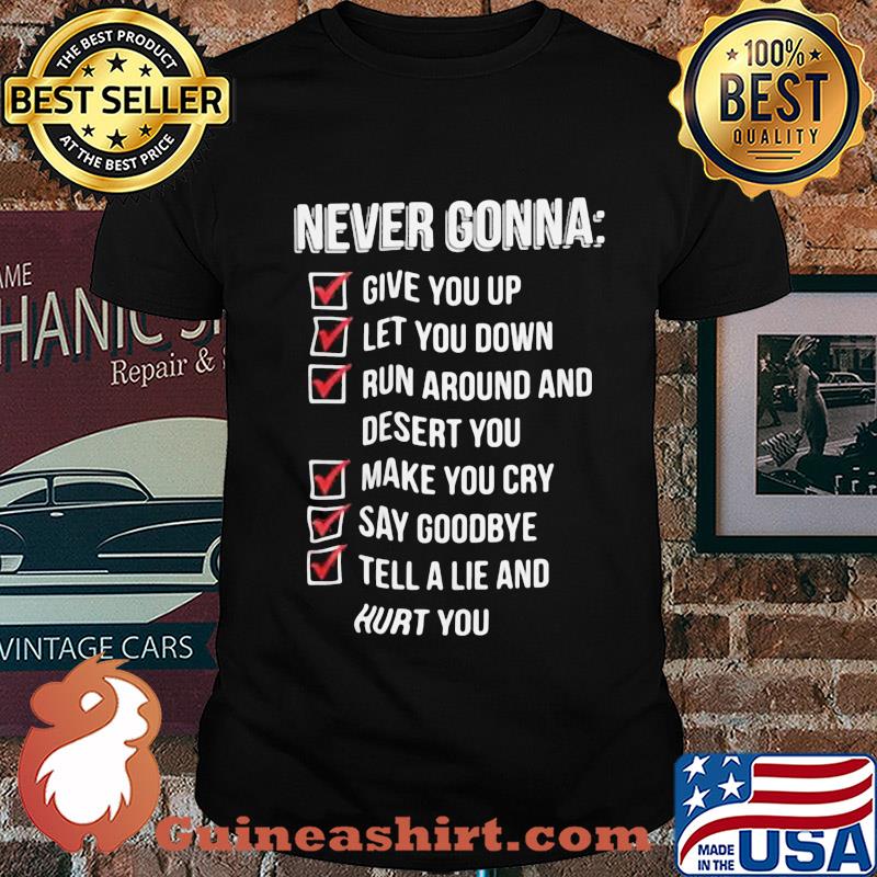 Never gonna give you up let you down run around and desert you shirt