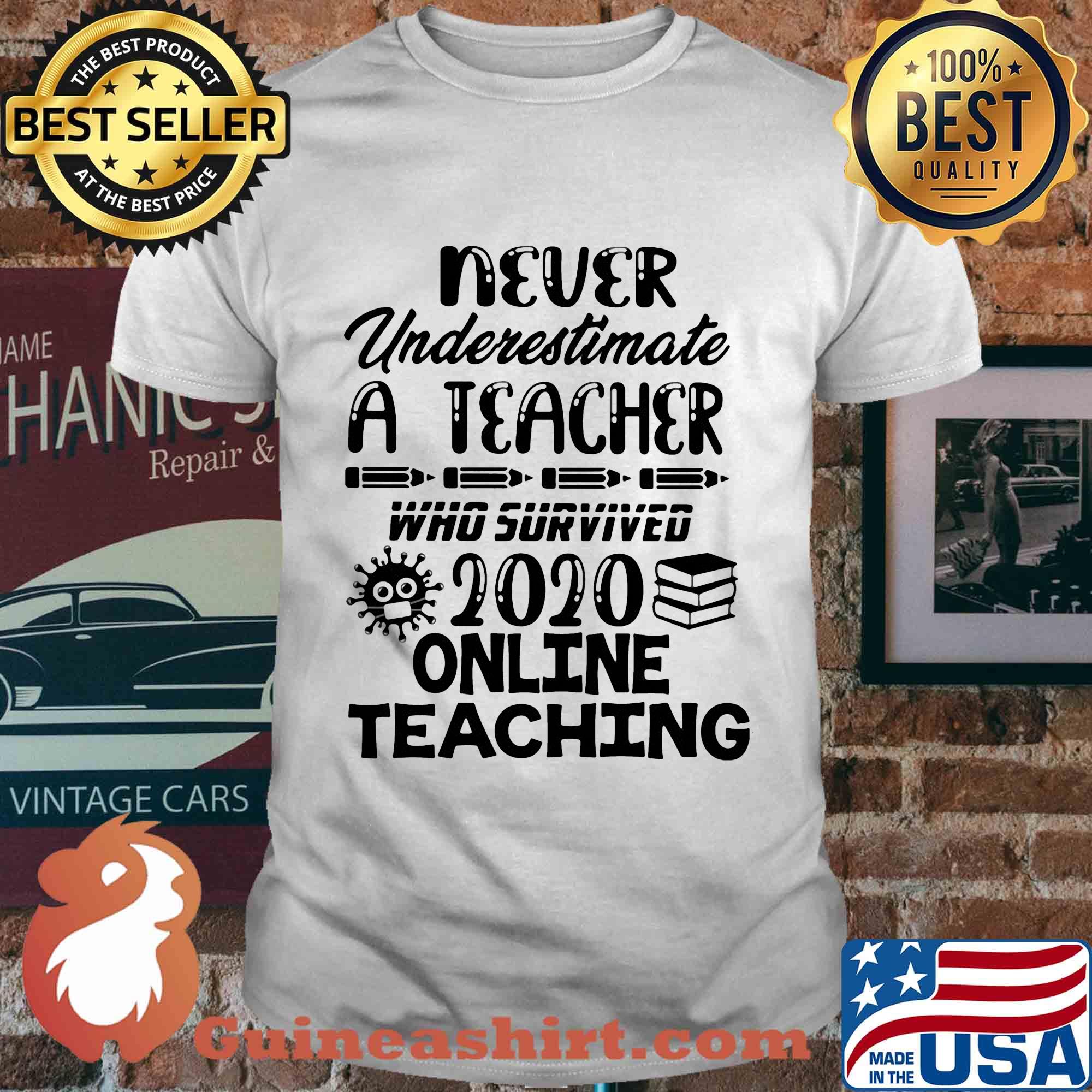 Never underestimate a teacher who survived 2020 online teaching shirt