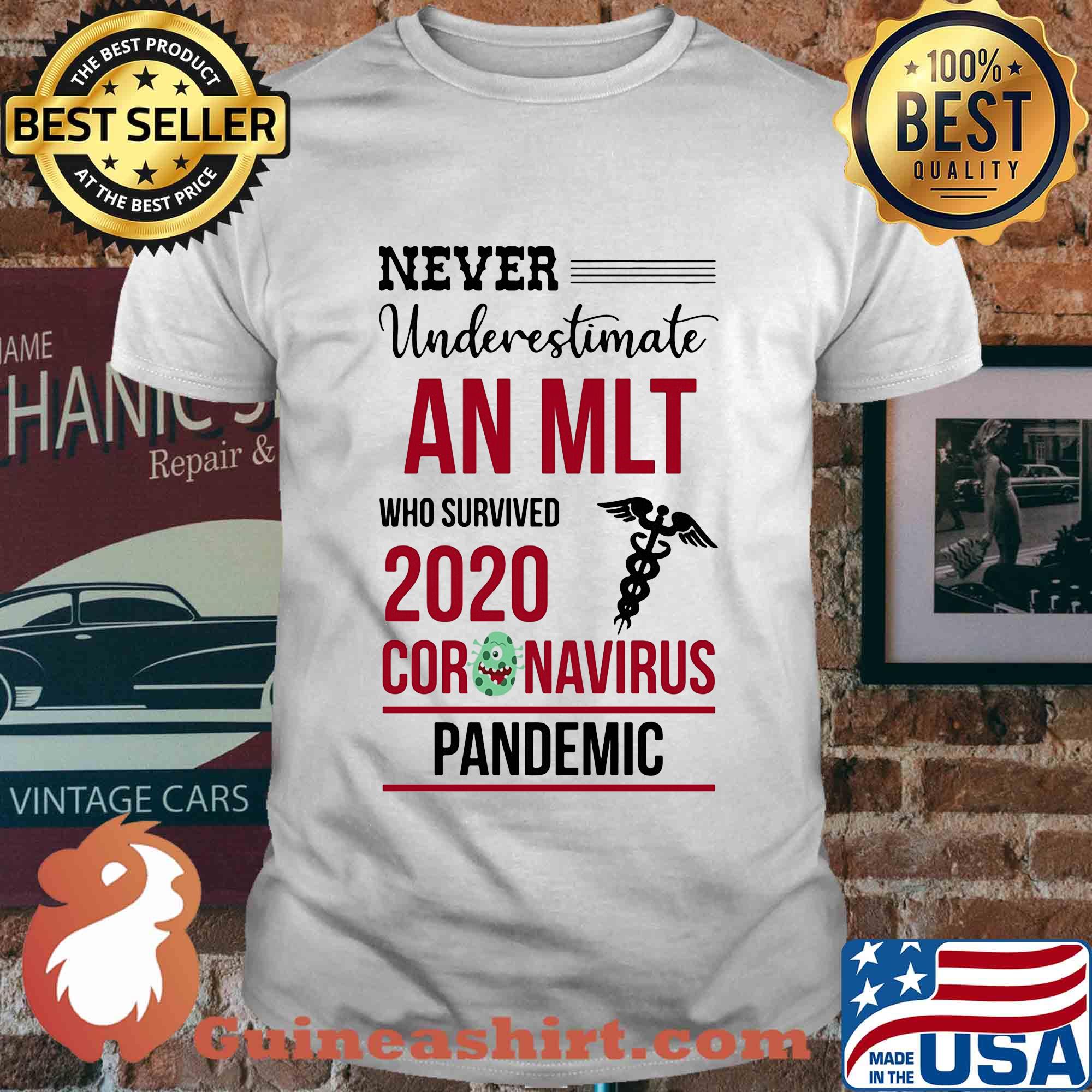 Never underestimate an MLT who survived 2020 coronavirus pandemic shirt