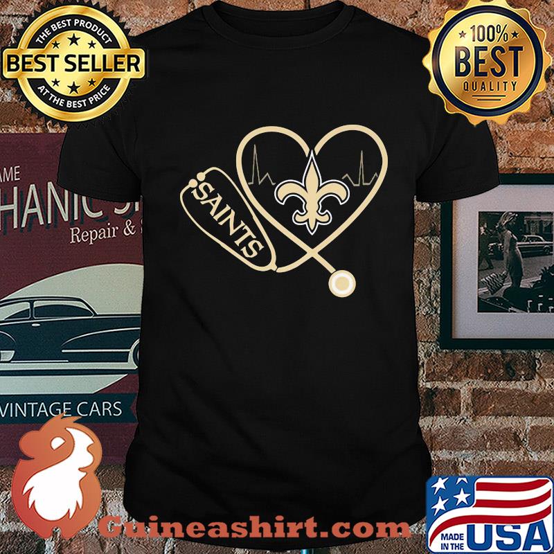 New orleans saints football stethoscope heart shirt