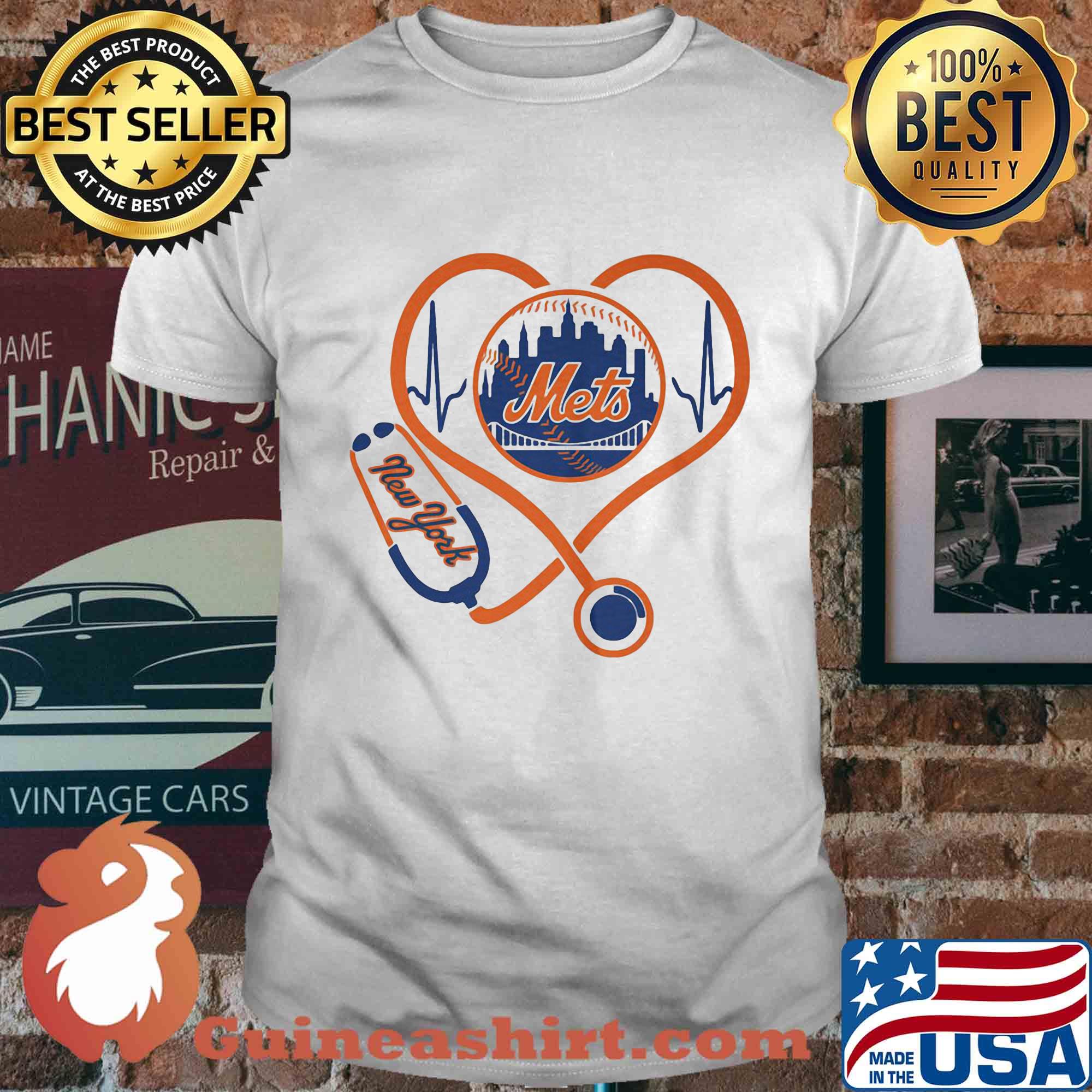 New york mets baseball stethoscope heart shirt