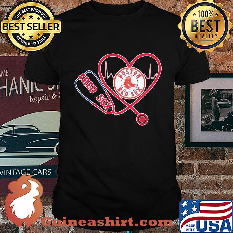 Nurse boston red sox stethoscope heartbeat shirt