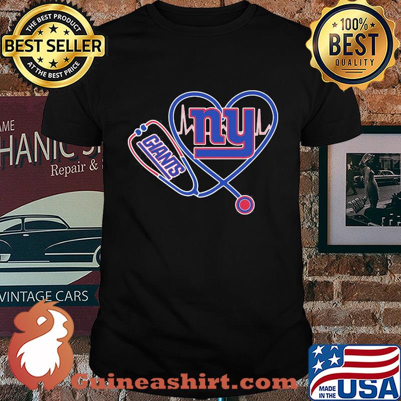 Nurse new york giants stethoscope heartbeat shirt